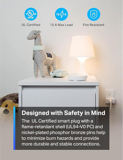 TP-Link Tapo Smart Plug Mini 15A, Smart Home Wi-Fi Plug, Super Easy Setup, Compatible with Alexa & Google Home, No Hub Required, UL Certified, 2.4G WiFi Only, White, Tapo P105(4-Pack)