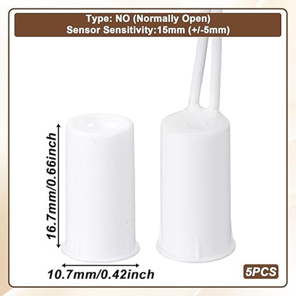 5 Sets Magnetic Door Switch RC-33 NC Recessed Wired Security Window Door Sensor Alarm Contact Sensor for Alarm System (White)