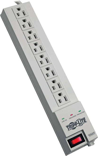 Tripp Lite 8 Outlet Surge Protector Power Strip, 8ft Cord, Right Angle Plug, Lifetime Manufacturer's Guarantee & $35,000 INSURANCE (SK6-6)