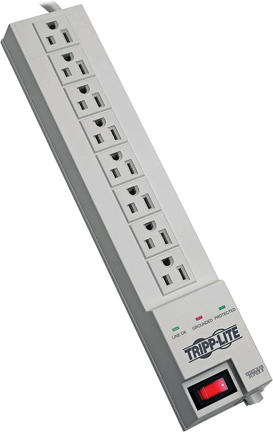 Tripp Lite 8 Outlet Surge Protector Power Strip, 8ft Cord, Right Angle Plug, Lifetime Manufacturer's Guarantee & $35,000 INSURANCE (SK6-6)