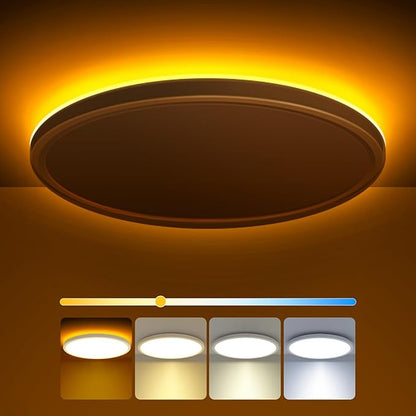 zemty Flush Mount Ceiling Light Fixture with Night Light, 9 Inch Low Profile Ceiling Lighting for Bedroom Bathroom Kitchen-White