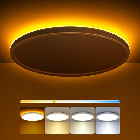 zemty Flush Mount Ceiling Light Fixture with Night Light, 9 Inch Low Profile Ceiling Lighting for Bedroom Bathroom Kitchen-White