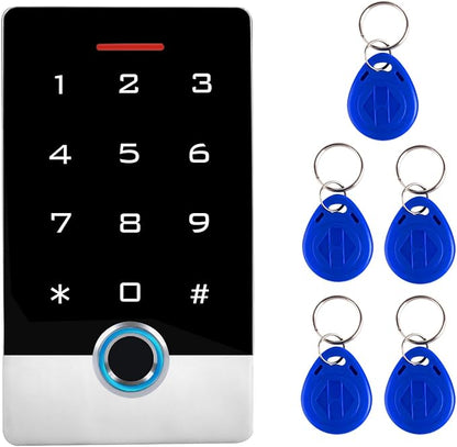 Wireless WiFi TUYA Access Control System, Fingerprint Password Stand-Alone Door Access Control Keypad with ID Keyfob, WG26/34 EM Card Reader Access Controller, Full Metal Weatherproof, Backlight