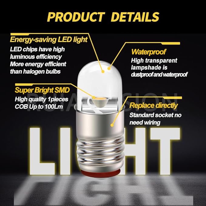 Ruiandsion E5 LED Bulb Warm White 24V E5 E5.5 Screw Base LED Bulb Upgrade for Modle Train Lights(Pack of 4)