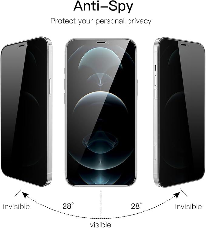 JETech Privacy Full Coverage Screen Protector for iPhone 12 Pro Max 6.7-Inch, Anti-Spy Tempered Glass Film, Edge to Edge Protection Case-Friendly, 2-Pack