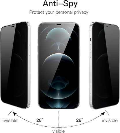 JETech Privacy Full Coverage Screen Protector for iPhone 12 Pro Max 6.7-Inch, Anti-Spy Tempered Glass Film, Edge to Edge Protection Case-Friendly, 2-Pack