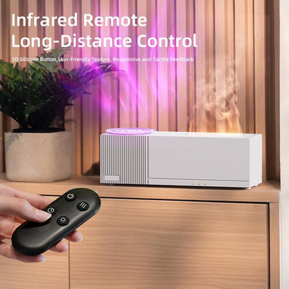 Essential Oil Diffuser, Flame Oil Diffuser - Aromatherapy Aroma Humidifier, Ripple Projection Vibe Remote Control - Perfect for Bedroom Home Office (150ml Ripple Flame, White)