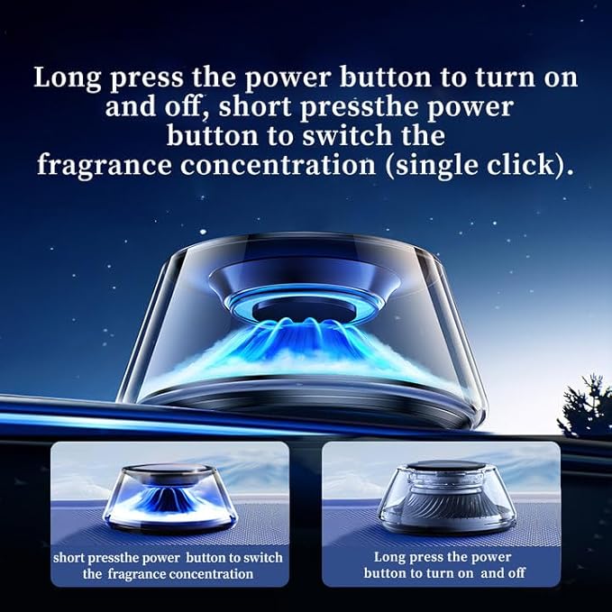 Smart Car Air Freshener 5 Ambient Light & Mist Car Fragrance, Auto On/Off, Adjustable Concentration Diffuser with Two fragrance, Lasts for 6 months, Sandalwood and Rose