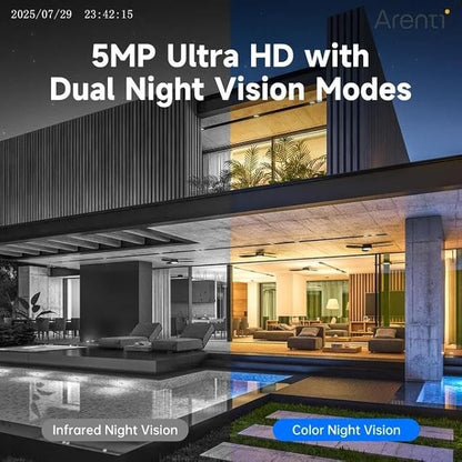 ARENTI PoE Security Camera System, 5MP PoE Cameras Outdoor with H.265 8CH NVR for Home Surveillance System, AI Detection, 2 Way Audio, No Subscription, 2TB HDD, 24/7 Recording