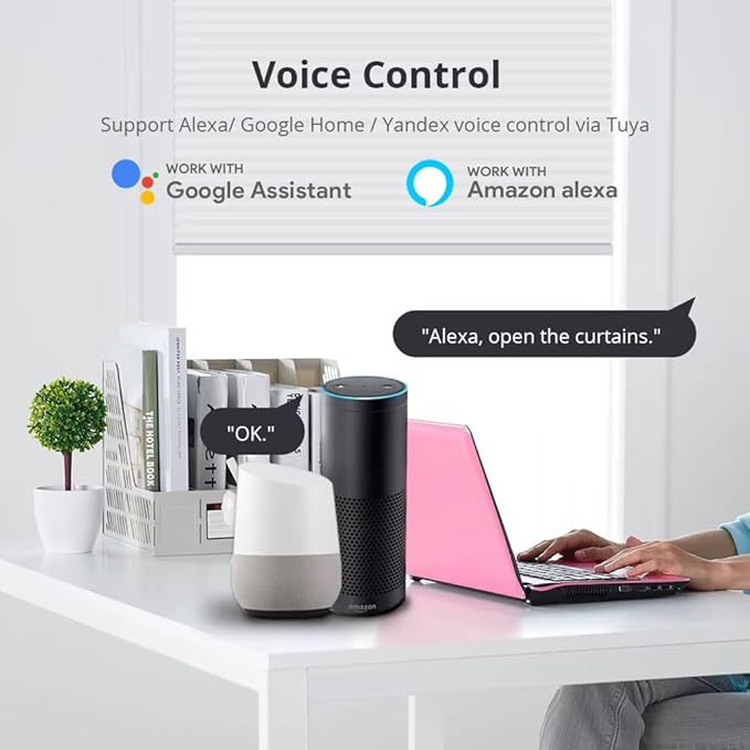 Tuya WiFi Smart Roller Shade Motor, Wired Electric Blind Retrofit Kit, No Hub Needed, Compatible with Alexa/Google Home, High Torque, Remote Included, 110V (6.0 N.m for Φ40mm (1.57") Octagonal Tube)