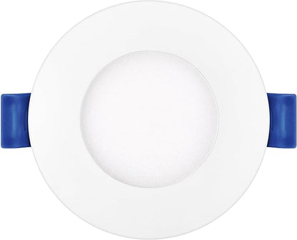 Maxxima 3 in. 5 CCT Ultra Thin Recessed LED Downlight, 500 Lumens, Slim Canless Light, IC Rated, 5 Color Temperature Selectable 2700K/3000K/3500K/4000K/5000K, Dimmable, White Trim, J-Box Included
