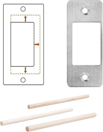 Deadbolt Restorer Strike Plate Large Version 2-3/4"H x 1-1/8"W | Large Opening Fix Latch Misalignment/Sticking/Jamming, 2-1/8" Screw Hole Spacing, Stainless Steel