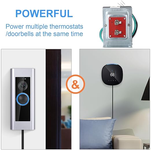 Maxdot Doorbell Transformer 24V 40VA Compatible with Ring Doorbell, Safe UL Listed Wired 24 Volt Door Bell Kit, Easy to Install(1 Pcs)