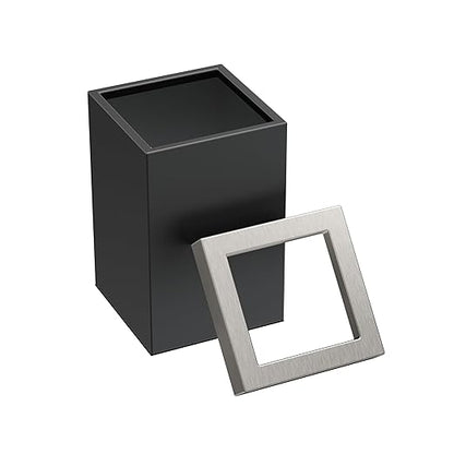 Gatco Small Bathroom Trash Can with Lid, Square 3 Gallon Stainless Steel Wastebasket, Under Sink, Matte Black and Satin Nickel, for Bathroom, Bedroom, Office (1915SN)