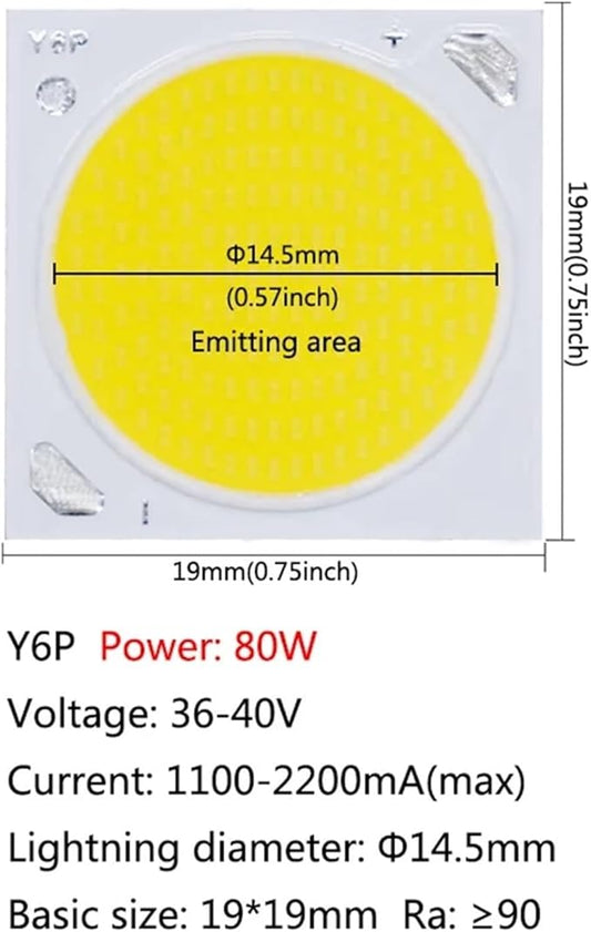 1pcs Led Chip 100W Power Power 80W 50W LED SMD COB LED Bulbs Chip Small Size Chip Lamp Smart IC Chip for LED Spotlight KIt DIY(Y6P 80W)