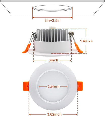 YGS-Tech 3.5 Inch LED Recessed Lighting, Dimmable Downlight 7W(55W Halogen Equivalent), CRI80, 3000K Warm White, Ceiling Light with LED Driver(4 Pack)