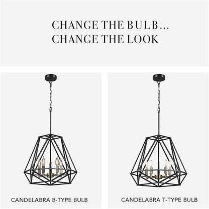 Globe Electric 65435 Sansa Chandeliers, Matte Black, Gold Accent Socket, Bulb Not Included