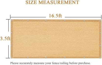 iCover 3.5x16.5ft Balcony Privacy Screen Fence, UV-Resistant Railing Fencing Cover for Porch Deck Patio Garden Backyard, Cable Zip Ties Included, Sand