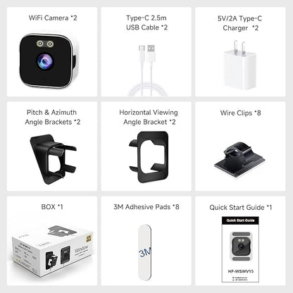 4K Window Security Camera for Home: 2.4GHz&5GHz WiFi Window Camera with Dual-Light Color Night Vision - Indoor Window Cam with Motion Detection for Home Security - with 2 Multiple Angles Window Mounts