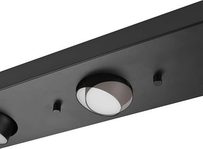 Globe Electric 3-Light Matte Black LED Integrated Track Lighting | Ultra-Low Profile, Adjustable Heads, Dimmable, Modern Ceiling Light for Kitchen, Bathroom Vanity, Living Room, Model 59941