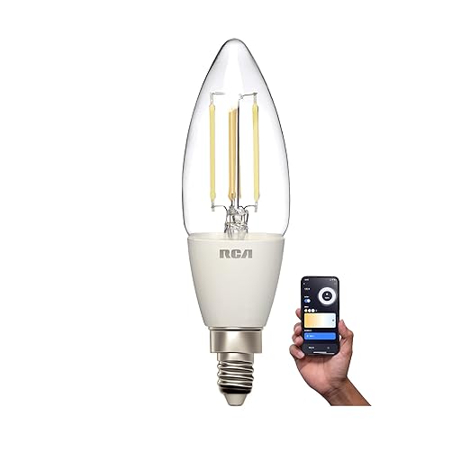 RCA WiFi Smart Light Bulbs Alexa Devices Compatible, Google Home, Amber B11 Vintage LED Light Bulb, 4W (40W Eq), 320 Lumens Dimmable LED Light Bulbs, Control with Smartphone, Tunable