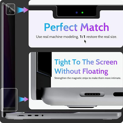 Peslv Magnetic Privacy Screen for MacBook Pro 16 Inch (2021-2026, M1, M2, M3, M4, M5), 16inch Removable Matte Anti Blue Light Glare Private Filter Protector for Mac Pro 16.2" Laptop