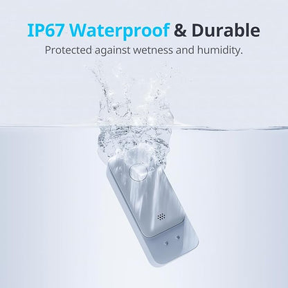 SwitchBot Smart Water Leak Detector, 100dB Adjustable Alerts & App Alerts, IP67 Waterproof, Water Sensor for Kitchen, Bathroom, Basement, No Hub Required (Support 2.4G) (White, Pack, 4)