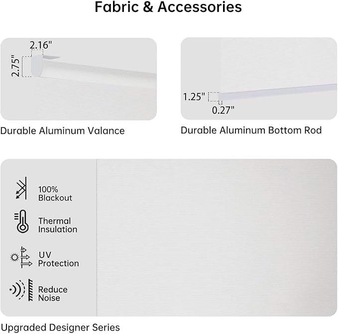 Motorized Coupled Shades, Blackout Smart Blinds for Large Windows Automatic Blinds Compatible with Alexa, Motorized Roller Shades Customized for Bedroom Home Office(Blackout-Vinyl White)