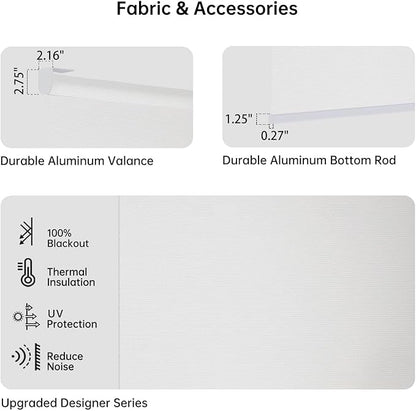 Motorized Coupled Shades, Blackout Smart Blinds for Large Windows Automatic Blinds Compatible with Alexa, Motorized Roller Shades Customized for Bedroom Home Office(Blackout-Vinyl White)