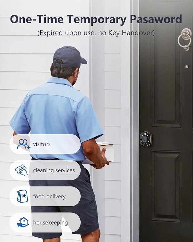 Geek Smart Fingerprint Deadbolt Lock with Keypad, Smart Deadbolt with Code, Electronic Door Locks for Front Door, Keyless Entry Door Lock, App Control, for Hotel, Homestay, Airbnb