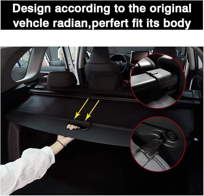 Powerty Retractable Cargo Cover for Cadillac XT5 2017-2019, Canvas Texture Trunk Cover Privacy Screen Rear Security Shade for XT5 Accessories (with Extented Cover)