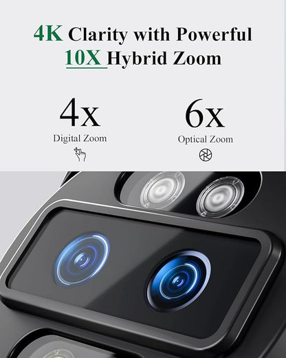 Ctronics [10X Hybrid Zoom] Dual-Lens 4K 8MP Security Camera Outdoor, Auto Tracking & Zoom, 2.4/5GHz WiFi, AI Human/Vehicle/Animal Detection, 256GB TF/Cloud/FTP/NAS Storage, Color Night Vision