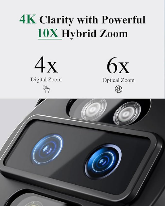 Ctronics [10X Hybrid Zoom] Dual-Lens 4K 8MP Security Camera Outdoor, Auto Tracking & Zoom, 2.4/5GHz WiFi, AI Human/Vehicle/Animal Detection, 256GB TF/Cloud/FTP/NAS Storage, Color Night Vision