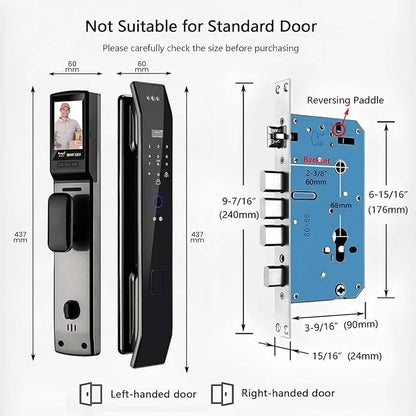 Smart Door Lock with 3D Face Recognition & Camera, Video Doorbell with Intercom, Fingerprint Keyless Entry, Password, IC Card, Key, Alexa Compatible, Tuya App Control, Smart Home Front Door Security