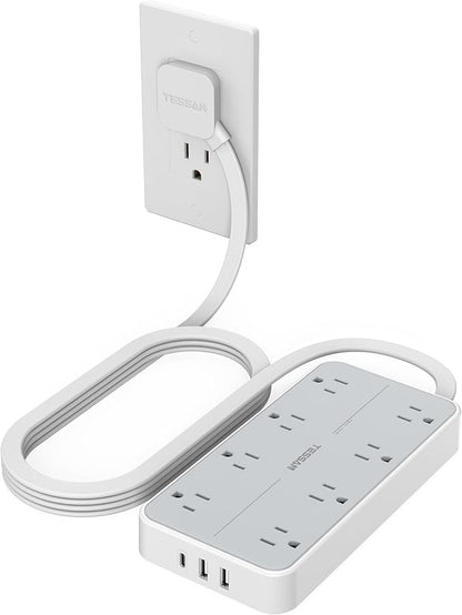 TESSAN Power Strip Surge Protector, 6FT Flat Plug Extension Cord