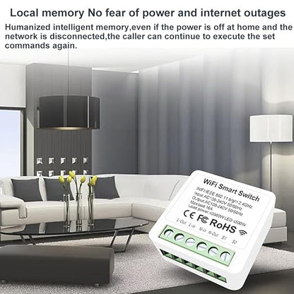 EweLink 16A Mini WiFi Relay Module Smart Switch,DIY Wireless Light Switch Voice Control Outlet for Smart Home Automation，Compatible with Alexa/Google Home(2 Packs)