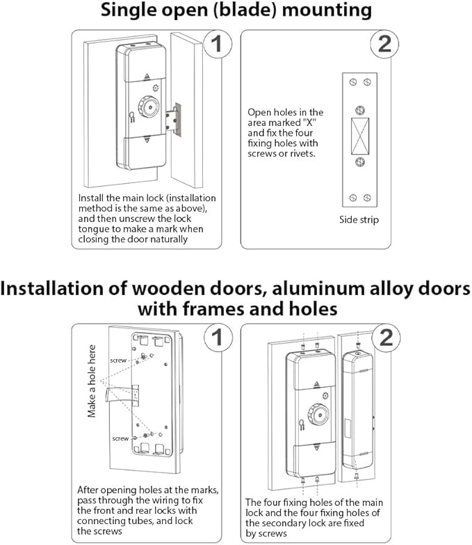 Smart Lock Glass Door Lock WiFi Remote Unlocking TY APP Fingerprint Password IC Card Mechanical Key Unlocking Methods Door Lock Interchangeable Lock Body Direction for 10-12mm Thickness