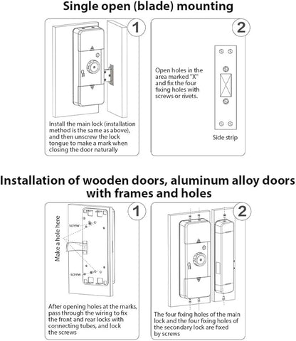Smart Lock Glass Door Lock WiFi Remote Unlocking TY APP Fingerprint Password IC Card Mechanical Key Unlocking Methods Door Lock Interchangeable Lock Body Direction for 10-12mm Thickness