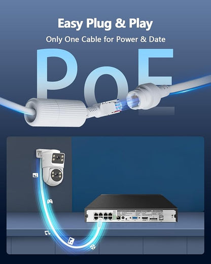 OOSSXX 8.0/4K Megapixel Security POE NVR Network Video Recorder, Supports up to 8MP/4K IP Cameras, Max to 8TB Hard Drive (16-Channel No HDD)