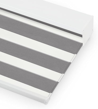 Bringnox Smart Motorized Zebra Roller Blinds - 85% Blackout, Remote Control, Works with HomeKit, Google Home & Alexa via Hub, Custom Size (85% Blackout Grey-35)