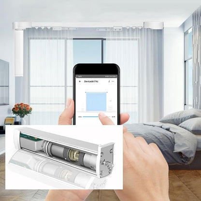 Electric Curtain Track Set, 19.69ft Retractable Motorized Curtains Track, Automatic Curtain Opener with Smart/Manual Control, Smart Curtains System for Straight Windows