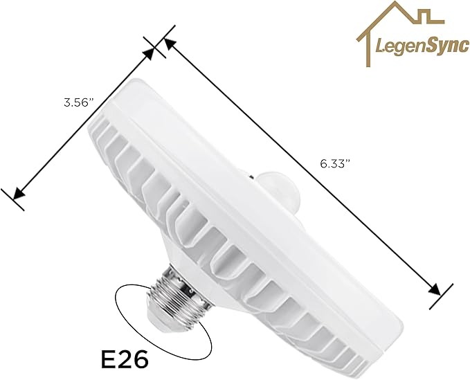 2 Packs18W Smart Commercial Garage LED Light Bulb, Motion Sensor & Bluetooth App Control (iOS), 120-277V, 1900 Lumens, E26 Base, 3000K-5000K Tunable, 1-100% Dimmable