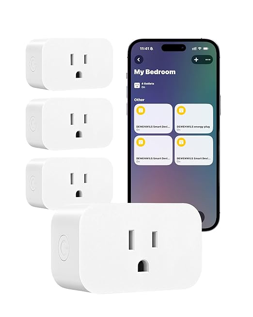 DEWENWILS Matter Smart Plug, Work with Alexa, Apple Home, Google, SmartThings, Outlet with Schedule and Timer, FFS Easy Setup, 100% Privacy 15A/1800W, APP Voice Control, 2.4G Wi-Fi Only, 4 Pack