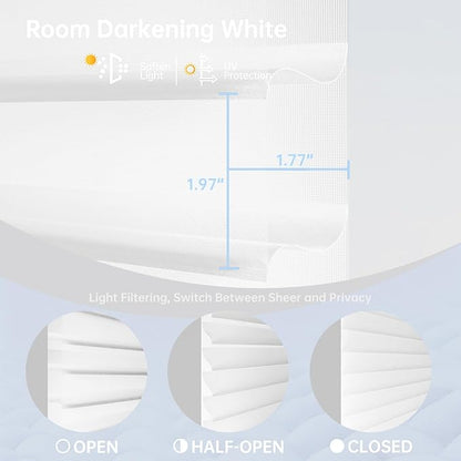 Motorized Sheer Shades with Remote, Automatic Dual-Layered Shades for Windows, Smart Light Filtering Blinds Compatible with Alexa, Custom Size (Room Darkening White)