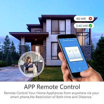 Smart WiFi RF Relay Switch Wireless 433Mhz Remote Control Light Switch Timer Function DC 5V-24V Two Channels RF Relay Module Controller Compatible with Alexa,Google Assistant 2pc Transmitter