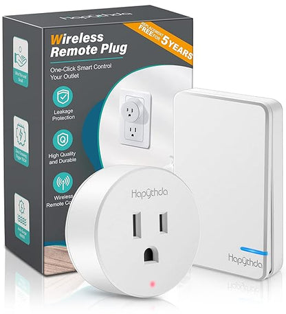 Remote Control Outlet, 15A/1500W, 500 Feet RF Range Light Switches Kit, No Wiring Needed Wireless Outlet for Lights, Small Electrical Appliances, With Anti-Surge 4000V