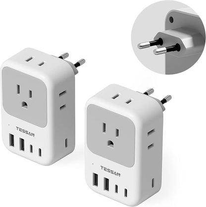 TESSAN European Travel Plug Adapter, Foldable EU Plug, PD 28W