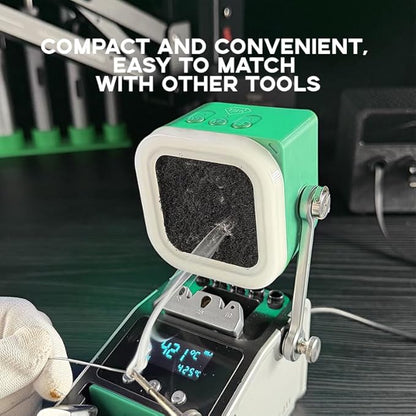 TBK F001 Mini Solder Fume Extractor, Smoke Absorber with 3-Speed 10000RPM Control and Activated Carbon Filter, Type-C Rechargeable, Portable Desktop Smoke Purifier for Soldering, DIY Repair(Green)