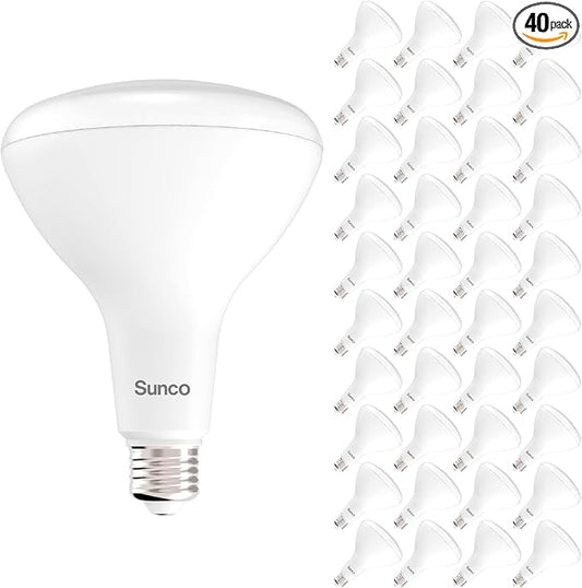 Sunco 40 Pack BR40 LED Light Bulbs, Indoor Flood Lights, Recessed Can Light Bulb, 1400 LM, 17W (100W Equivalent), 3000K Warm White, Dimmable, E26 Base, for Home, Bedroom, Kitchen UL
