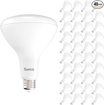 Sunco 40 Pack BR40 LED Light Bulbs, Indoor Flood Lights, Recessed Can Light Bulb, 1400 LM, 17W (100W Equivalent), 4000K Cool White, Dimmable, E26 Base, for Home, Bedroom, Kitchen UL